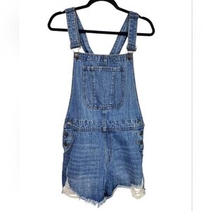 Cello Overalls Denim Distressed Womans Size Medium Grunge Shorts Festival Boho